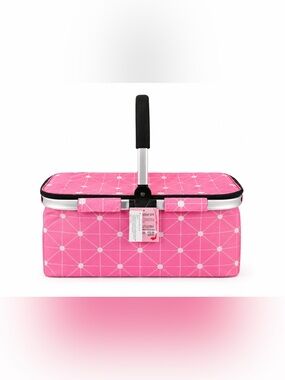 Pink Insulated Cooler Tote Basket Foldable Picnic Basket  Thermal Food Carry Bag